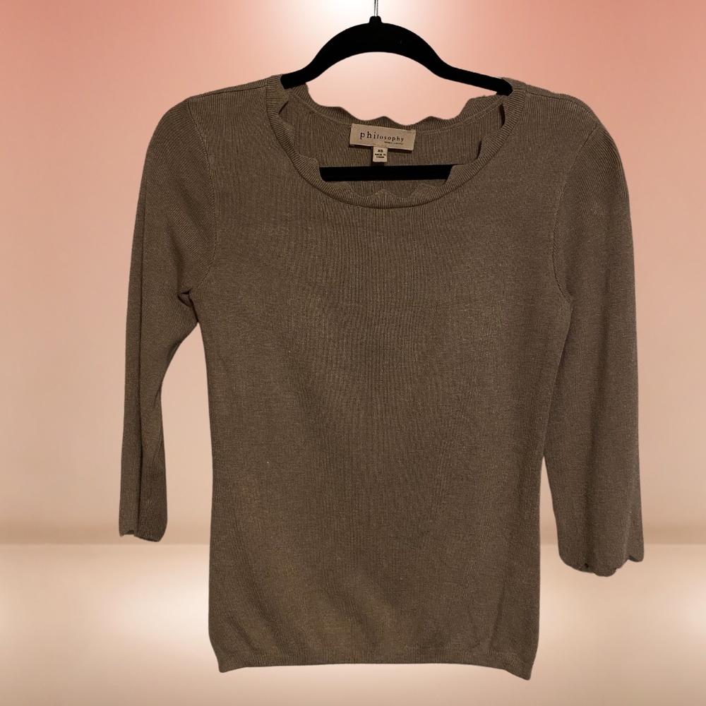 Philosophy 3/4 Sleeve Beige Sweater Top Size XS